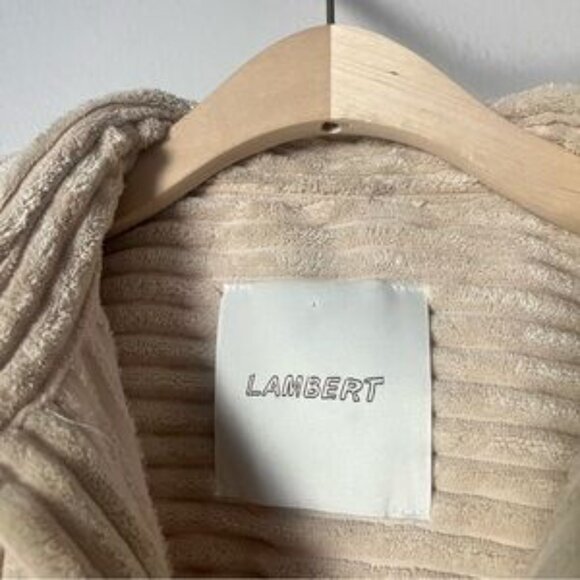 LAMBERT tan corduroy oversized long sleeve button up shacket shirt jacket - Picture 6 of 8